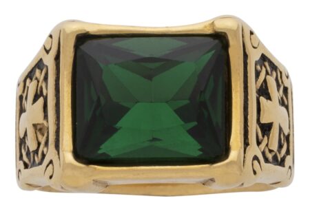 MN-087 | Mens Ring Rectangle Green Stone