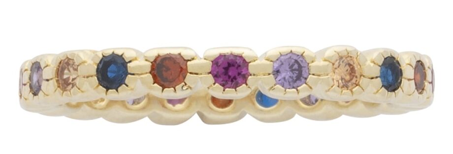 WB-058 | Wedding Band Thin Band Multi-Colored Stones