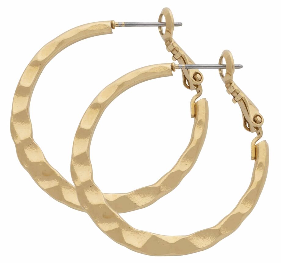 HE-007 | Hoop Earrings Small Hammered Flat