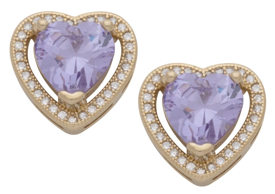CZE-199-10 | CZ & Tourmaline Heart Earrings (October)