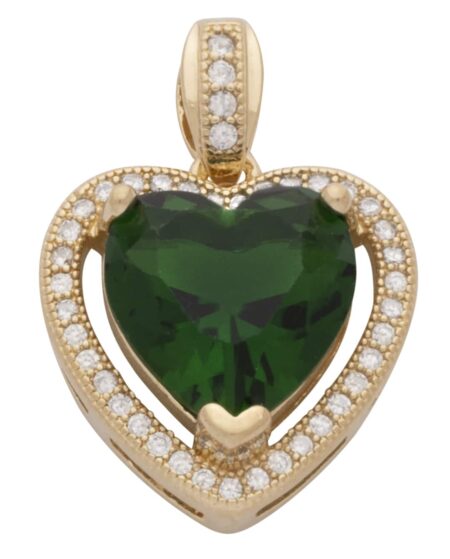 CZP-726-05 | CZ & Emerald Small Heart Pendant (May)