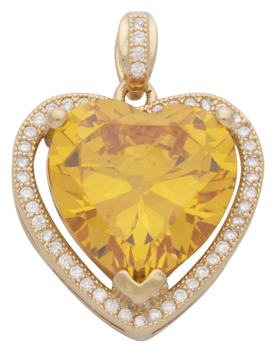 CZP-727-11 | CZ & Yellow Topaz Heart Pendant (November)