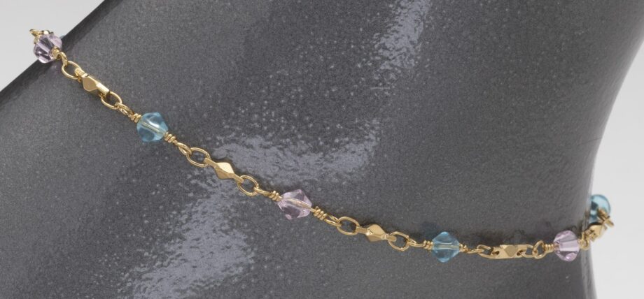 157 | Pink & Blue Crystal Bead Anklet