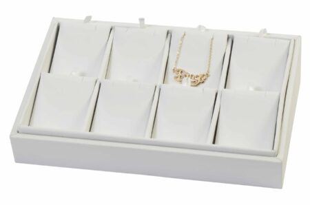 XD-021W | 8 Slot White Stackable Necklace Tray