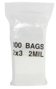 XD-088 | 2" x 3" White Block Plastic Bag (Pack of 100)