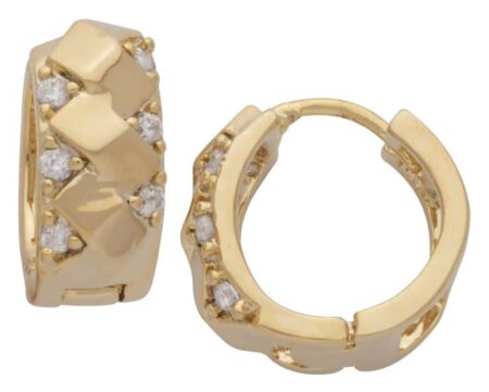 CZE-283 | CZ Checker Hoop Earrings