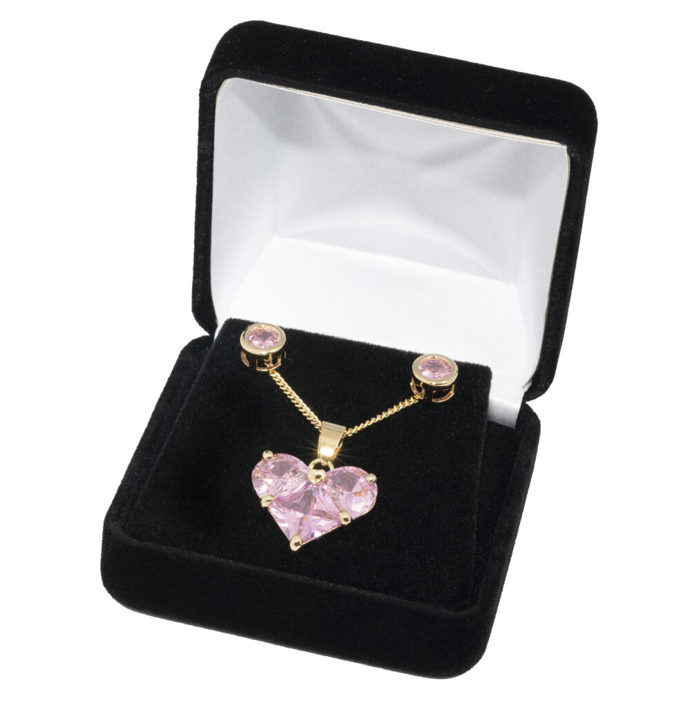 Timant Heart Set Set 43 - CZ Pink Heart Set · Goldfathers Jewelry