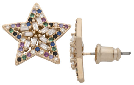 CZE-213 | CZ Multi-Colored Stone Star Earrings