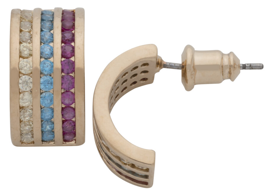 CZE-214 | CZ Red/Blue/White Earrings