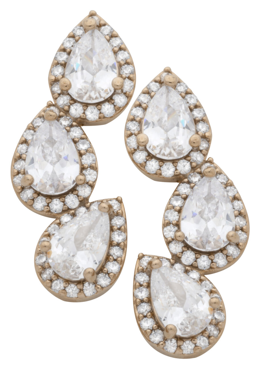 CZE-219 | CZ/Pear Shaped Stone Earrings