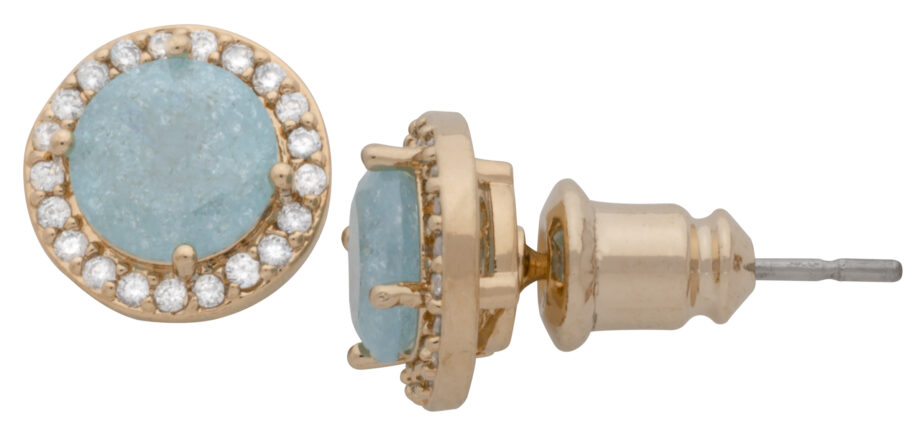 CZE-228 | CZ/Turquoise Round Earring