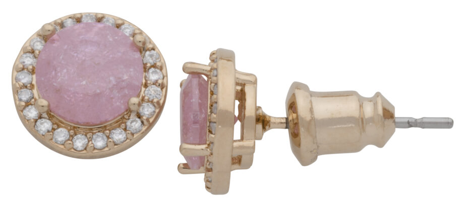 CZE-229 | CZ/Pink Round Earrings