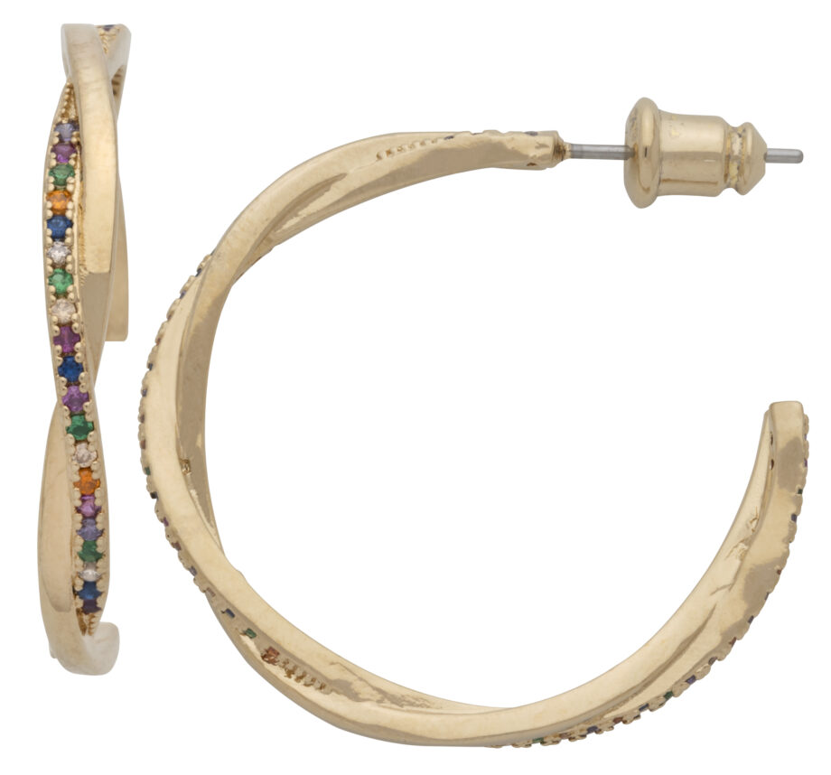 CZE-281 | CZ Multi-Colored Stone/Solid Twisted Earrings