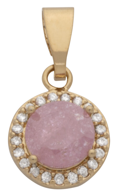 CZP-759 | CZ/Pink Stone Round Pendant