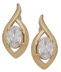 BSE-104 | CZ Oval Birthstone Earrings ~ April/White Topaz