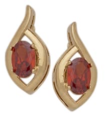 BSE-107 | CZ Oval Birthstone Earrings ~ July/Ruby