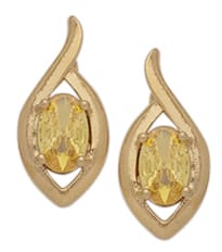 BSE-111 | CZ Oval Birthstone Earrings ~ November/Citrine