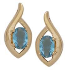 BSE-112 | CZ Oval Birthstone Earrings ~ December/Blue Topaz
