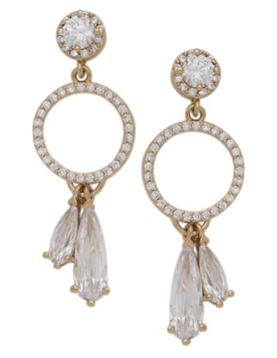 CZE-218 | CZ Circle with Dangling Stones Stud Earrings