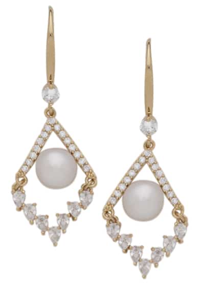 CZE-232 | CZ Dangling Faux Pearl Earrings