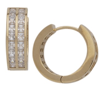 CZE-282 | CZ Double Row Clear Stone Earring Hoops