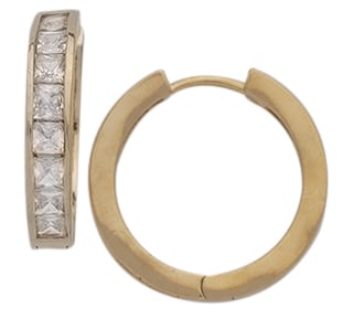 CZE-284 | CZ Single Row Clear Stone Hoop Earrings