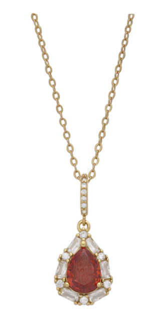 CZNK-25 | CZ Dangling Birthstone Teardrop Necklace with Extender