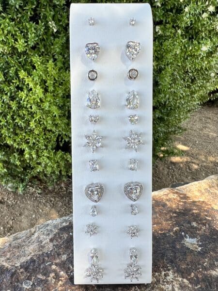 Clear CZ Stud Earrings - 12 Pair With Display | Collection